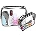Pretty See Clear PVC Cosmetic Bags Makeup Bags Waterproof Travel Toiletry Cases Storage Bag with Zipper and Handle, Set of 3