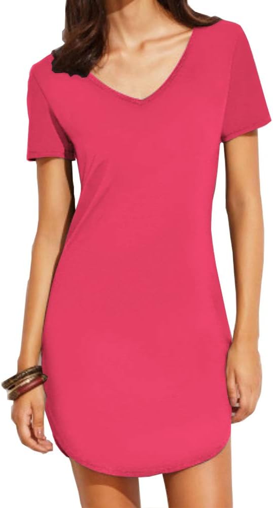 Women's Summer Short Sleeve Slim Fit Shirts Mini Dresses Juniors Dress Top