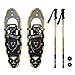 Winterial Highland 30 Inch Lightweight Aluminum Rolling Terrain Comfort Snowshoes with Adjustable Poles and Carry Bag, Black and Gold