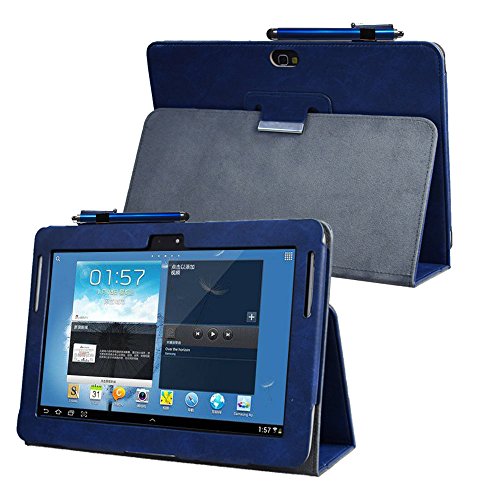 For Samsung Galaxy Note 10.1 (2012 edition ) GT N8013 N8000 Flip case cover - SCH-I925 Folio stand back book cover for GT-N8010 N8005 N8020 Tablet pu leather case (Dark Blue)