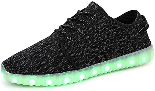 SenNi Unisex Shining LED Shoes Light Up USB Charging Flashing Sneakers SNSHOE033-Black2-38