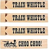 Wooden Train Whistles (Pack Of 12) Train Whistle for Kids Train Themed Party Favors, Noisemaker, Small Prize,