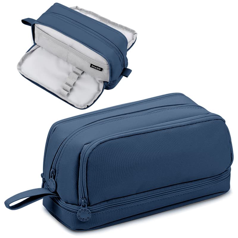 Tesmien Pencil Case, Large Pencil Case with 4 Compartments Stationery Organizer for Boys and Girls, Aesthetic Pencil Bag Suitable for Kids Teenagers Students Women Men, Dark Blue