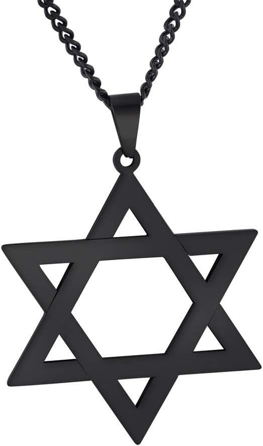 Star of David Pendant Necklace Stainless Steel Jewish Jewelry for Men Women Religious