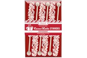 Melville Candy Hot Chocolate Stirrers Gift Set - For Hot Cocoa, Coffee, Tea, Stocking Stuffers, Holiday Gift Idea - Made in USA, Individually Wrapped (White-Chocolate w/Peppermint)
