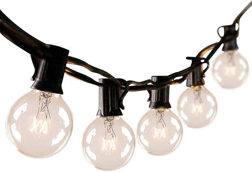 Grezea Globe String Lights G40 25ft With 25 2 Clear Bulbs Patio