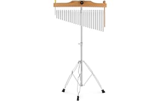 EASTROCK 25 Note Chimes Musical Instruments Percussion Instrument Single-row Chime Bar Chimes Percussion Height-Adjustable Stand Silver