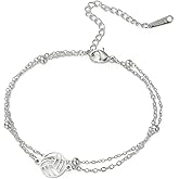TEAMER Dainty Volleyball Pendant Bracelet Resizable Volleyball Double Chain Bracelet Trendy Sport Ball Jewelry For Team Athlete Coach Volleyball Lovers