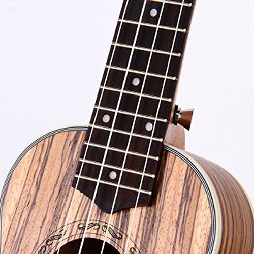 Zimo 23" Ukulele 4 Strings Zebrawood Concert Ukulele Acoustic Uku Aquila String W/Bag - Thumbnail 2