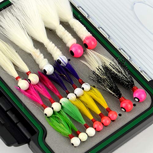 YAZHIDA Little Nipper jig 1/16-1/32oz Hand Tied Marabou Feather jig Fishing Lure kit for Panfish Sunfish Bluegil Perch Walleye Bass