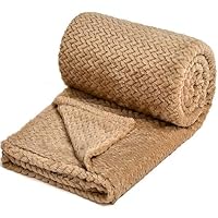 NEWCOSPLAY Luxury Super Soft Throw Blanket Premium Silky Flannel Fleece Leaves Pattern Throw Warm Lightweight Blanket Wrinkle-Resistant and Breathable All Season Use Brown Throw