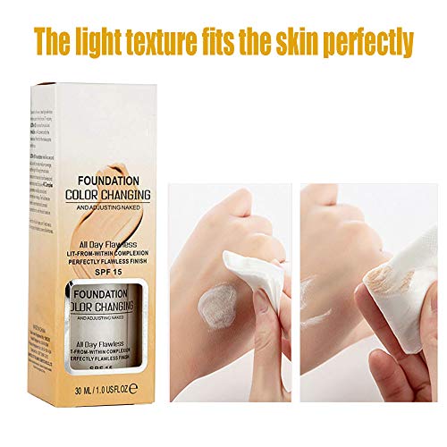 30ml TLM Concealer Cover Cream Flawless Colour Changing Foundation Makeup Base Nude Face Liquid Cover Concealer Changing Warm Skin Tone Moisturizing Cover for women&girls(2pcs)