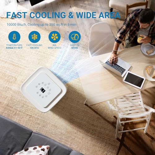 AAOBOSI Portable Air Conditioner, 8000 BTU Portable AC Units for Room up to 182 Sq.Ft, 4-in-1 AC Cooler with LED Display/24Hrs Timer, Installation Kit for Home, Office, Dorm
