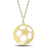 BYETOCE Gold Sport Pendant Necklace Jewelry Stainless Steel Football Necklace for Youth Gold Plated Football Necklace Chain for Teenagers Trendy Costume Gift Team Motivational Gifts