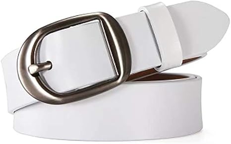 Amazon Co Jp レディース 本革ベルト レトロレディースレザーベルトブリーフヴォーグバックル女性用ベルト合金ピンバックル女性用二層レザー ベルト Color White Size 115cm ホーム キッチン