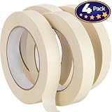 Nova Supply 3/4 in Pro-Grade Masking Tape. 60 Yard Roll 4 Pack = 240 Yards of Multi-Use, Easy Tear Tape. Great for Labeling, Painting, Packing and More. Adhesive Leaves No Residue.
