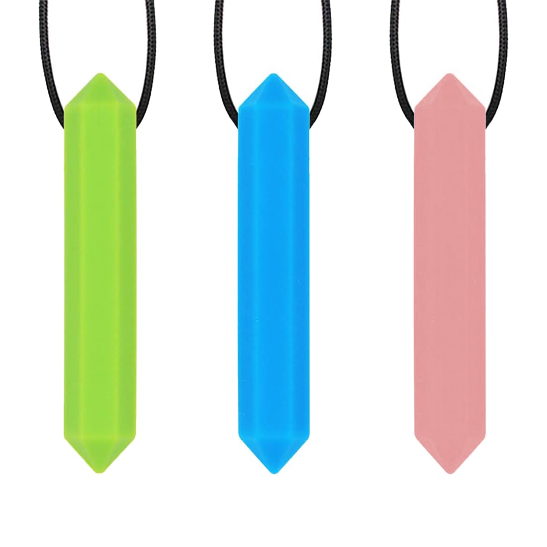 Sensory Chew Necklace, 3 pcs Best for Kids or Adults that Like Biting or Have Autism, Oral Motor Chewy Teether with Wearable Rope, for Autistic, ADHD, Oral Motor Boys and Girls Children