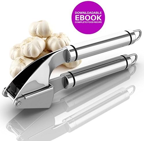 My Garlic Press | Effortless Garlic Press/Mincer with 1 Press System | Super Solid Non-Toxic Stainless Steel with Anti-smell and Anti-Cry | Highly Ergonomic Handles and Large Capacity | Dishwasher Safe Series | Silver | 257