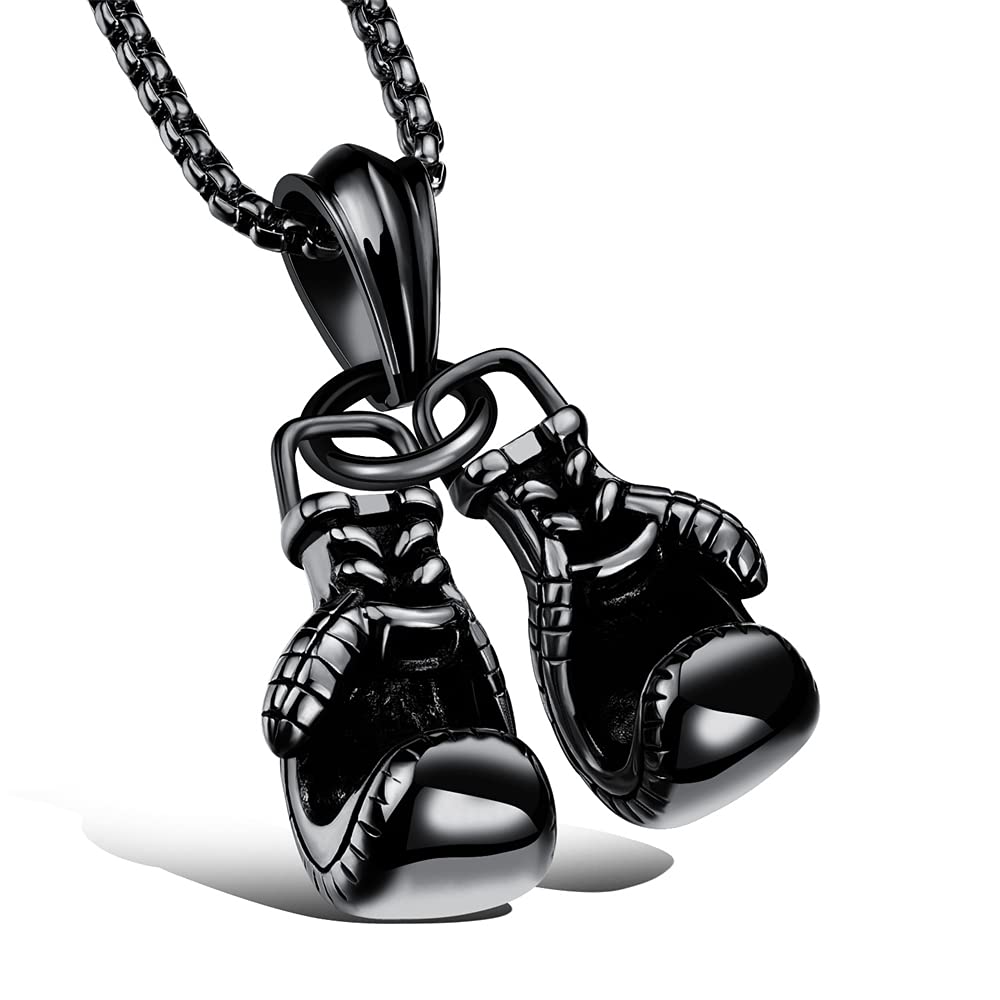 LXSSLY Boxing Gloves Necklace,Punk Stainless Steel Pendant,Titanium Steel Gothic Necklace for Men,Gothic Jewelry for Boys