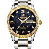 MASTOP Men's Self Winding Watch Gilded Case Date display Stainless Steel Band Black Face WristWatch 39MM