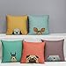 WOMHOPE Set of 4 Colorful Geometric Throw Pillow Covers Decorative Burlap Toss Pillowcases Square Cushion Cases 18 x 18 Inch for Living Room,Couch,Bed (Cartoon Dog (Set of 4))