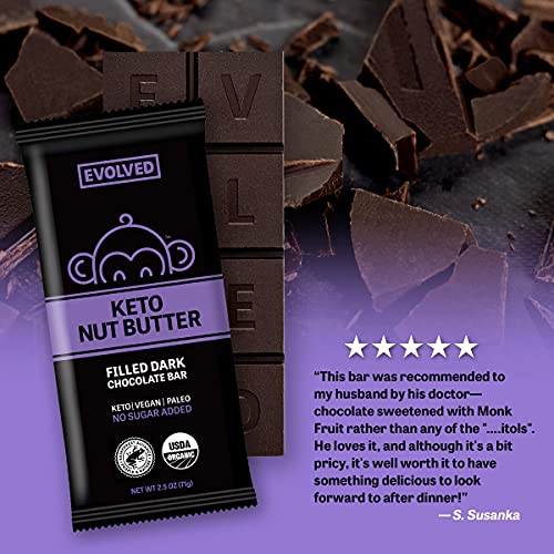 EVOLVED Chocolate Keto Nut Butter Filled Dark Chocolate Bars, 2.5oz