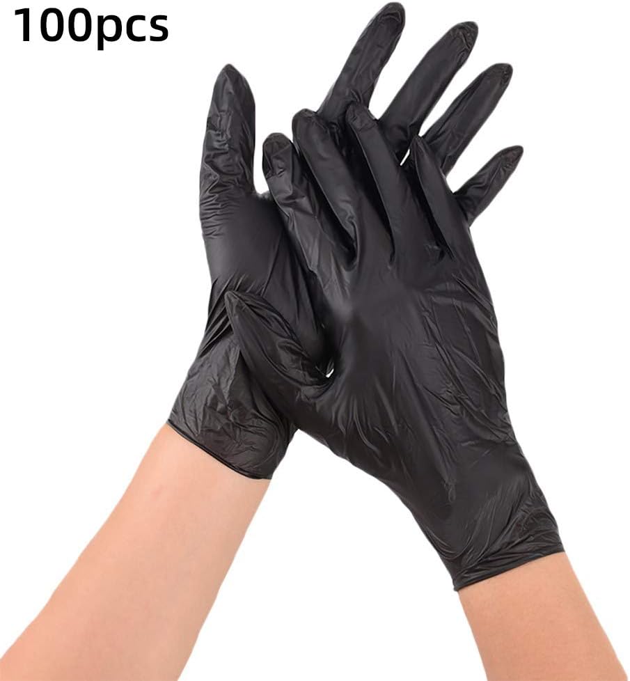 xmke96 100Pcs Disposable Protective Gloves Pvc Inspection Isolation Pollution Source Gloves Sanitary Protective Gloves for Kitchen Cooking Cleaning Black XL