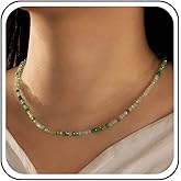 Andelaisi Boho Seed Bead Necklace Choker Vintage Rice Bead Chain Necklace Tiny Beaded Necklace Handmade Glass Beaded Summer Beach Necklace Jewelry for Women