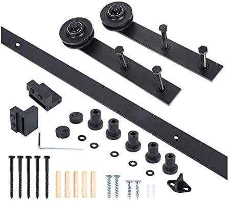YUEKEA 6.6FT Sliding Barn Door Hardware Kit - Qualitative Carbon Steel(Black)(I Shape Hangers)(1x6.6FT Rail)
