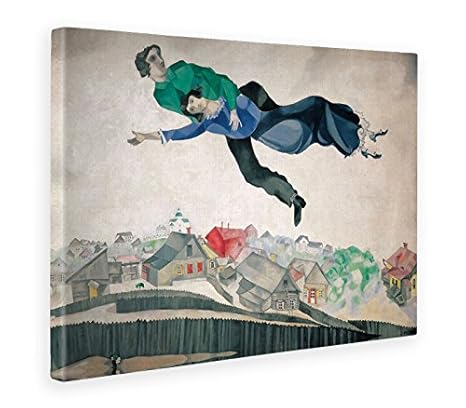 GIALLO BUS - BILD - DRUCK AUF LEINWAND - MARC CHAGALL - ÜBER DIE STADT - 100 x 140 CM