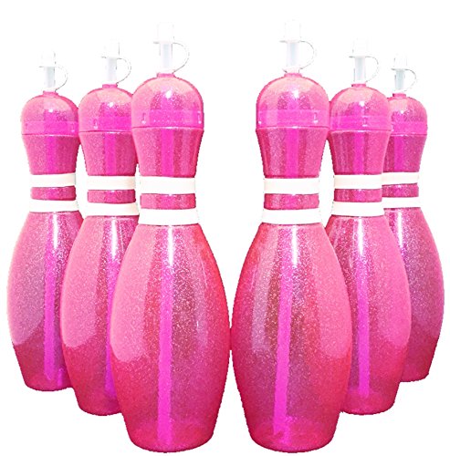 Large Bowling Pin Water Bottles Pink - 6 Pack