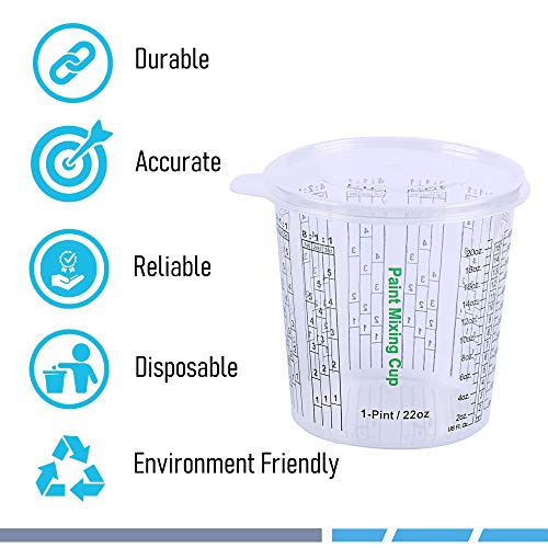 CANOPUS Paint Mixing Cups, Pack of 12 cups with 3 Lids, 22fl oz