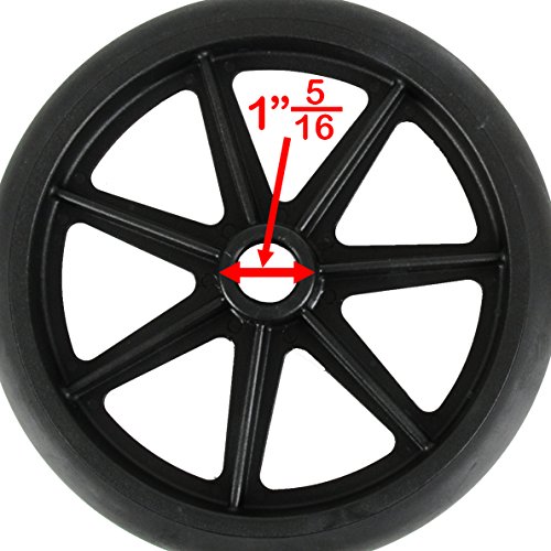 8 inch by 1 inch Black Replacement Wheel for Wheelchairs, Rollators, Walking Frames and More, 8" by 1" Solid Flat Free Black Caster. - Thumbnail 7