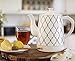 Ceramic Tea Kettle with 5 Temperature Presets - 1.6L Electric Precision Gooseneck Pour Over Teapot has Detachable Base, Dry Boil Protection, Keep Warm Function, and Beautiful Trellis Pattern