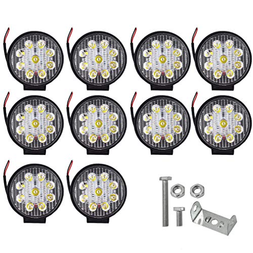 10x 4inch 27W Round LED Work Lights Pod SPOT Beam Offroad Fog Driving Light 12V for Off Road Vehicles, SUV, Trucks, UTE, ATV, Engineering Vehicles - Thumbnail 5