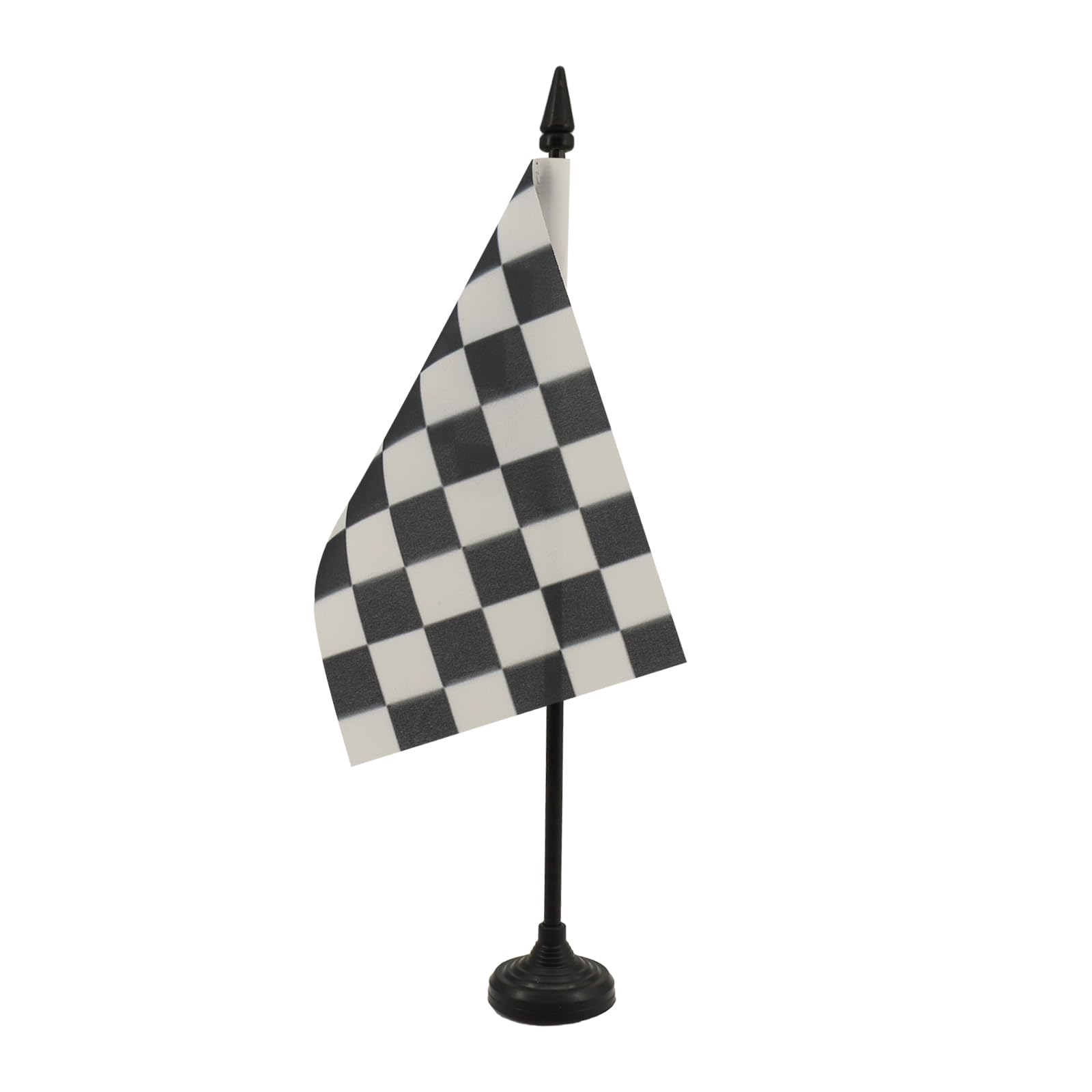 AZ FLAG - Checkered Black and white Table Flag 4'' x 6'' - Car race Office Mini Banner 100% Polyester 15 x 10 cm - Mini Desk Flag with 10'' Pole and Black Plastic Base