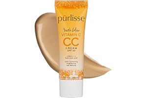 PŪRLISSE pürlisse Youth Glow Vitamin C CC Cream with SPF 50 - Color Corrector Enriched with Sea Buckthorn, Vitamin C & Hyaluronic Acid - Boosts Radiance & Youthfulness - Paraben-Free - Medium (1.4 oz)