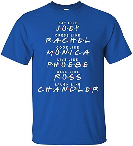 Vezzanlly Men's&Boy's&Youth Friends Shirt Eat Like Joey, Dress Like Rachel T-Shirt Royal Blue X-Large