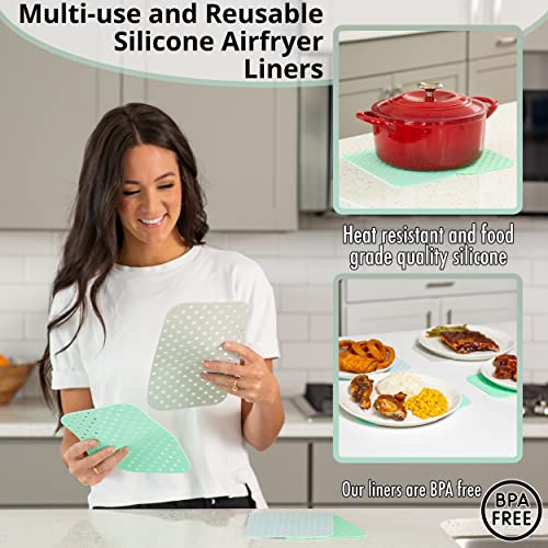Cee & Dee Reusable Silicone Air Fryer Liners 10x5.7in Rectangle Air Fryer Liners. Power XL