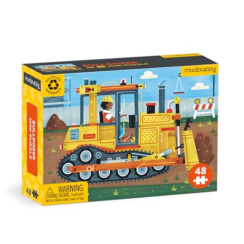 Mudpuppy Bulldozer – Mini Puzzle Featuring Colorful Construction Site Scene Perfect Travel Activity for Children Ages 4 and Up