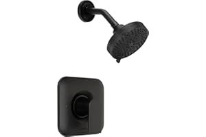 LANMUN Genta Matte Black Shower Trim Kit Compatible with moen T2472EPBL Shower Trim Kit, Easy to Install, Featuring Single Function Shower Head and Shower Handle, Requires 2510 valve