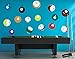 15 Billiard Balls Wall Decal Stickers Printed Graphic Game Room Decor Vinyl Wall Art. (Range from 8in x 8in to 11in x 11in in Size) #OS_MB130A. Easy to Apply & Removable.