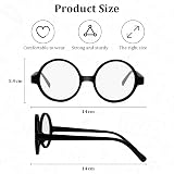 Aomig Wizard Round Glasses Black Frame with Clear Lenses Retro Costume Accessory view 2