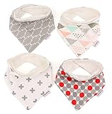 Bekith Baby Bandana Drool Bibs with Snaps | Unisex 4-Pack Absorbent Cotton | Unique Baby Gift Set