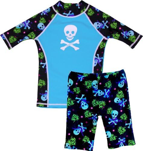 GrUVywear Girls Rash Guard Swim Top and Shorts Swimwear Set UV Protection