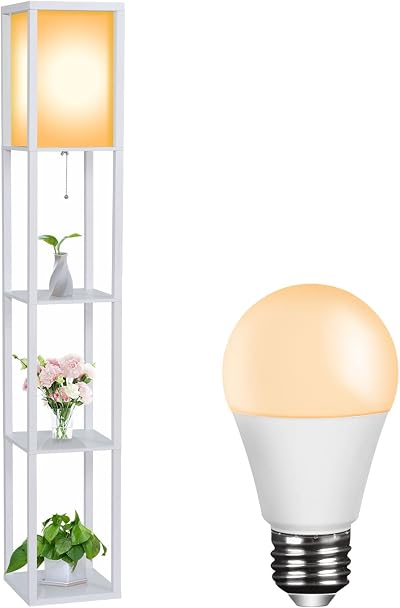 PULUOMIS Floor Lamp with Shelves 3-Tier Storage 8W LED White