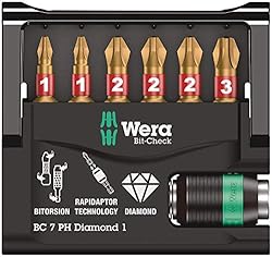 Wera 057414 Bit-Check 7 PH Diamond 1 Insert Bit Set