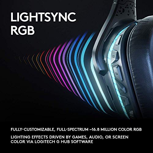 Logitech G935 Wireless DTS:X 7.1 Surround Sound LIGHTSYNC RGB PC Gaming Headset - Black, blue (Renewed)