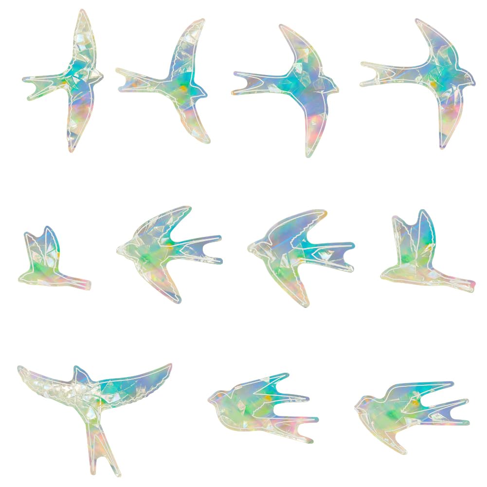 GORGECRAFT 11Pcs Large Swallow Window Stickers Anti Collision Rainbow Window Decals Static Birds Suncatchers Crash Proof Window Clings for Save Bird Strikes Glass Alert Home Window Decor