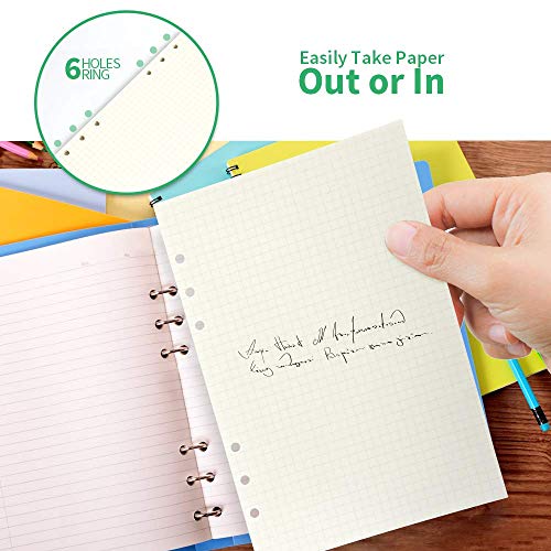 A5 Refill Paper Refillable Paper Squared Filler Paper Loose Leaf Paper 6-Holes Inserts 135 Sheets 270 Pages